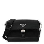Re-Nylon Saffiano Triangle Shoulder Bag Black