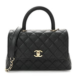 Caviar Quilted Mini Coco Handle Flap Black