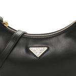 Soft Calfskin Arque Shoulder Bag Black