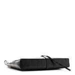 Calfskin Crocodile Embossed Large Cut Out Shoulder Bag Black