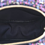 Tweed Quilted Round Clutch With Chain Multicolor