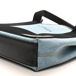 Denim  Fabric Satin Calfskin Navy Cabas XS Blue Black