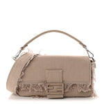 Nylon Fabric Jacquard FF Fringed Baguette Cuoio Pietra