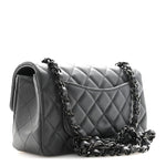 Pearly Lambskin Quilted Mini Rectangular Flap So Black