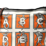 Satin Mythical Alphabet Drawstring Pouch Orange Black White