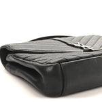 Sheepskin Matelasse Chevron Monogram Medium College Bag Black