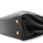 Natural Smooth Calfskin Medium Rodeo Top Handle Handbag Black