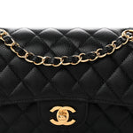 Caviar Quilted Small Double Flap Black