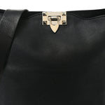 Vitello Calfskin Small Rockstud Flip-Lock Messenger Bag Black