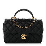 Caviar Quilted Mini Top Handle Rectangular Flap Black