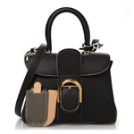 Grained Calfskin Bi-Color Brillant Mini Satchel Black