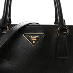 Saffiano Lux Medium Galleria Double Zip Tote Black