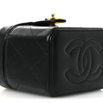 Lambskin Quilted Vanity Clutch With Chain Black