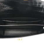Calfskin Crocodile Embossed Medium Classic Monogram Cassandra Top Handle Black