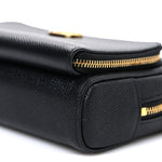 Grained Calfskin Caro Double Pouch Black