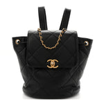 Lambskin Quilted Logo Mini Backpack Black