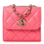 Lambskin Quilted Mini Trendy CC Chain Wallet Pink