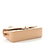 Caviar Quilted Medium Double Flap Beige