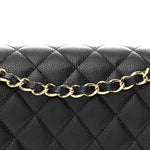 Caviar Quilted Medium Double Flap Black