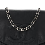 Lambskin Half Moon Wallet On Chain WOC Black