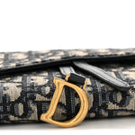 Oblique Saddle Chain Long Wallet Blue