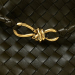 Nappa Intrecciato Medium Andiamo Shoulder Bag Kaki