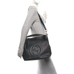 Pebbled Calfskin Large Soho Hobo Black