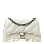 Crushed Calfskin Quilted Small Crush Chain Bag Optic White