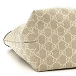 GG Supreme Monogram Textured Dollar Calfskin Web Medium Ophidia Shopping Tote Beige Mystic White Oatmeal