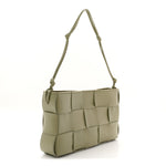 Calfskin Maxi Intrecciato Cassette Pouch On Strap Travertine