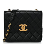 Lambskin Quilted Medium Single Flap Black