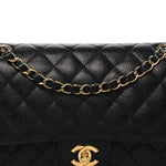 Caviar Quilted Medium Double Flap Black