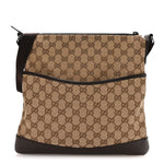Monogram Calfskin Perforated Medium Flat Messenger Bag Dark Brown