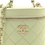 Lambskin Quilted Trendy Vanity Case Sea Green