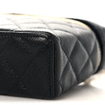 Caviar Quilted Top Handle Slim Vanity With Chain Black