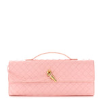 Nappa Intrecciato Long Andiamo Top Handle Clutch Rose