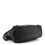 Calfskin Crocodile Embossed Giant 12 Gold Hardware City Black