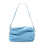 Lambskin Pleated Bracelet Pouch Shoulder Bag Soft Blue