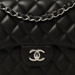 Caviar Quilted Jumbo Double Flap Dark Brown
