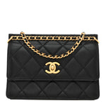 Caviar Quilted Small Chain Frame Flap Black