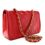 Lambskin Quilted Small Single Flap Red