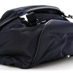 Re-Nylon Saffiano Double Snap Buckle Zip Flap Shoulder Bag Bleu