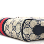GG Supreme Monogram Textured Dollar Calfskin Web Mini Ophidia Shoulder Bag Beige Blue