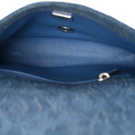 Denim Quilted Camellia Sweetheart Mini Flap Blue