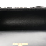 Velvet Camellia Embossed Jewel Belt Card Holder With Chain Black