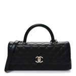 Caviar Quilted Maxi East West Coco Handle Flap Black
