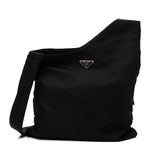 Tessuto Nylon Saffiano Flat Messenger Bag Black
