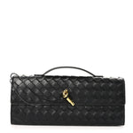 Nappa Intrecciato Long Andiamo Top Handle Clutch Black