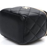 Caviar Quilted Mini Vanity Case With Chain Black