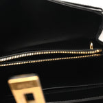 Satinated Calfskin Small 16 Top Handle Bag Black